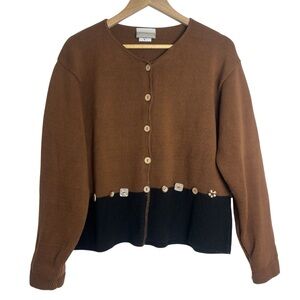 Vtg Coldwater Creek Cardigan Sweater Knit Button Cottagecore Farmhouse M